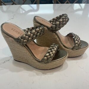 Schutz Dyandre Espadrille Wedge Metallic